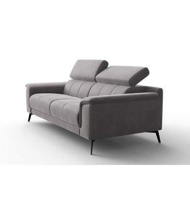 Canapé 3 places FIERO, tissu velours gris foncé