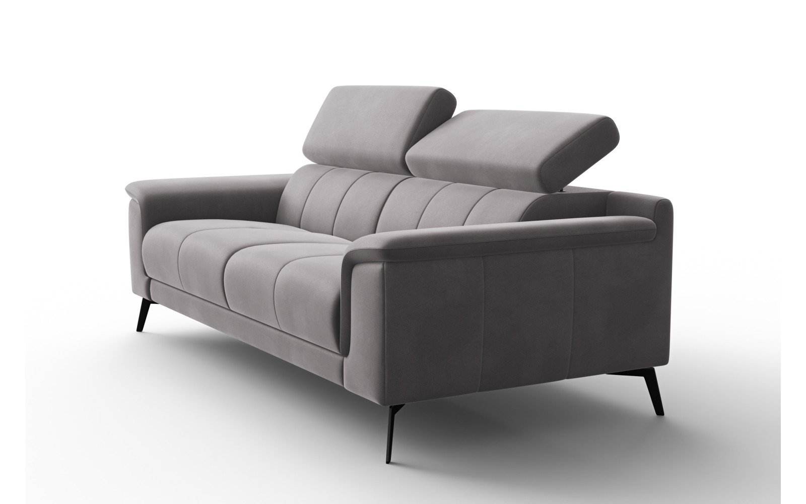 Canapé 3 places FIERO, tissu velours gris foncé