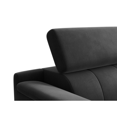 Canapé 3 places FIERO, tissu velours noir