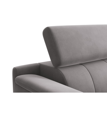 Canapé 3 places FIERO, tissu velours gris foncé