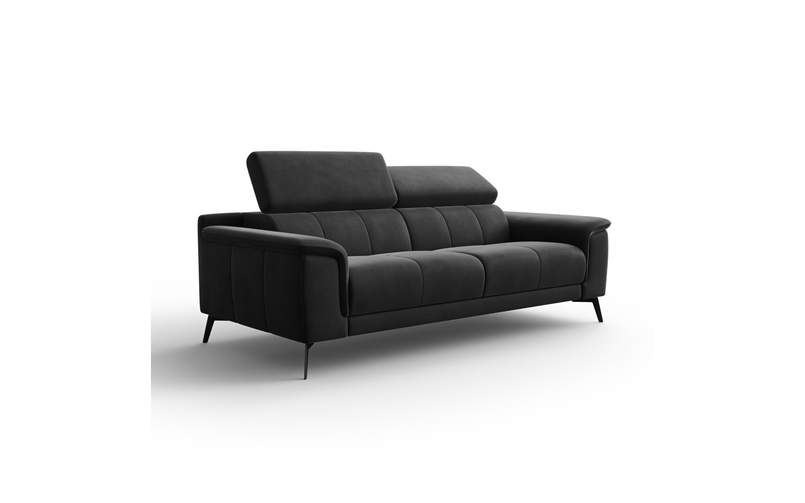 Canapé 3 places FIERO, tissu velours noir