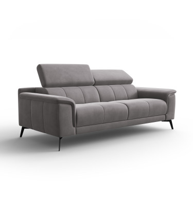 Canapé 3 places FIERO, tissu velours gris foncé
