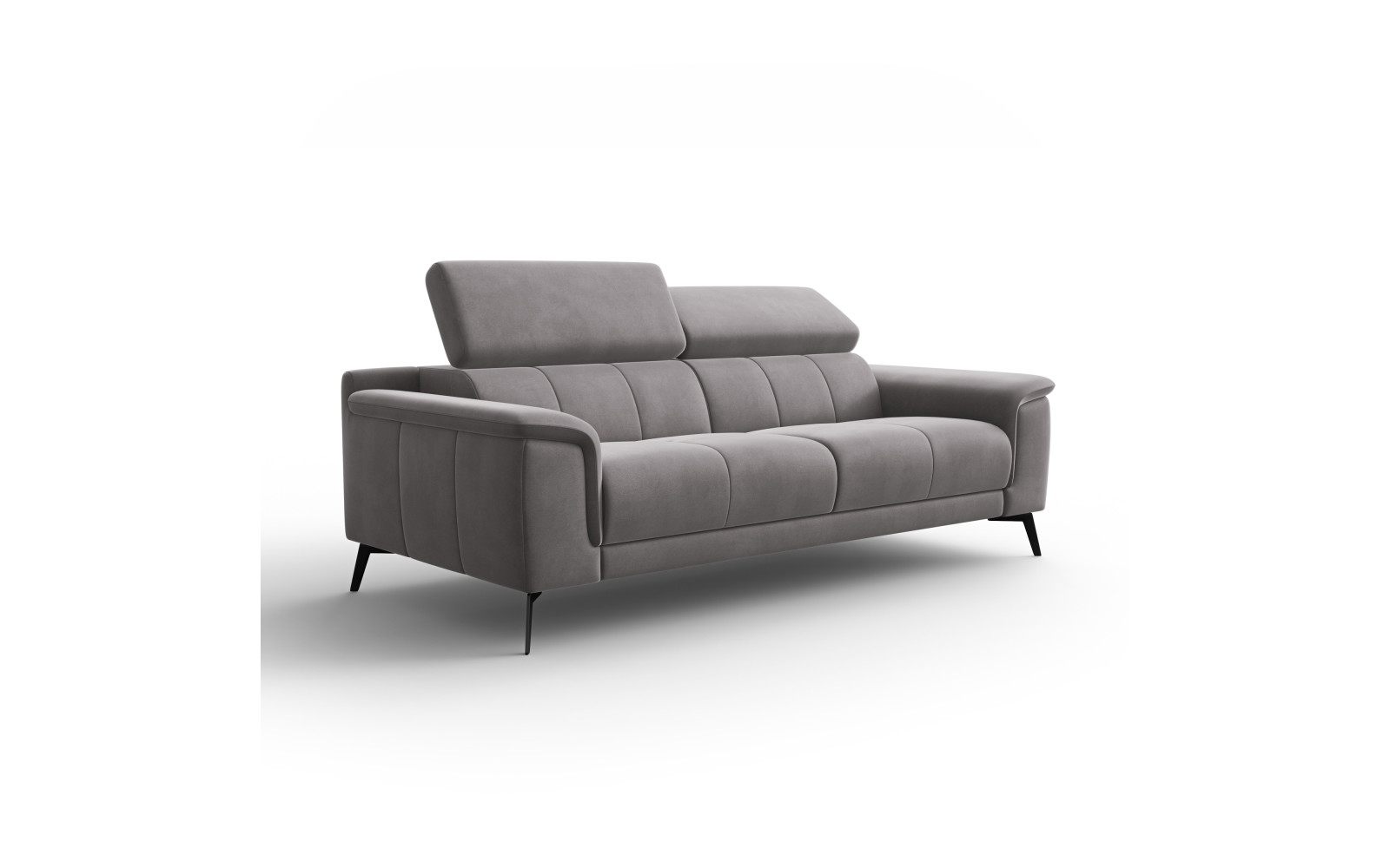 Canapé 3 places FIERO, tissu velours gris foncé