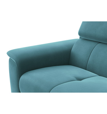 Canapé 3 places FIERO, tissu velours turquoise