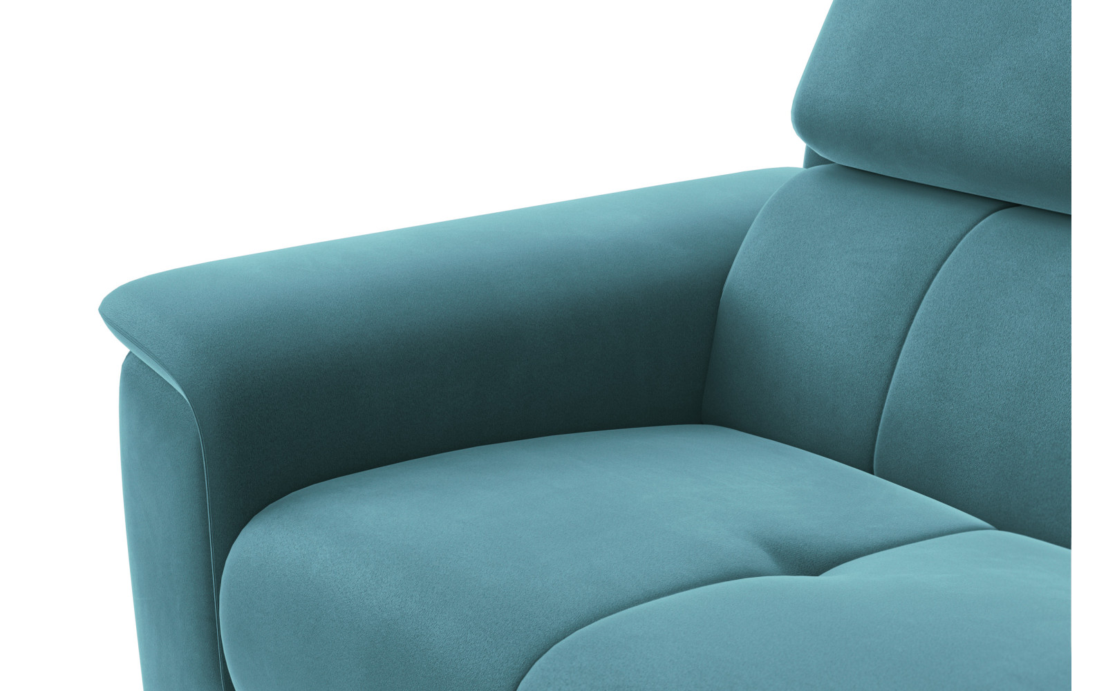 Canapé 3 places FIERO, tissu velours turquoise