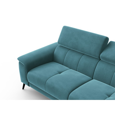 Canapé 3 places FIERO, tissu velours turquoise