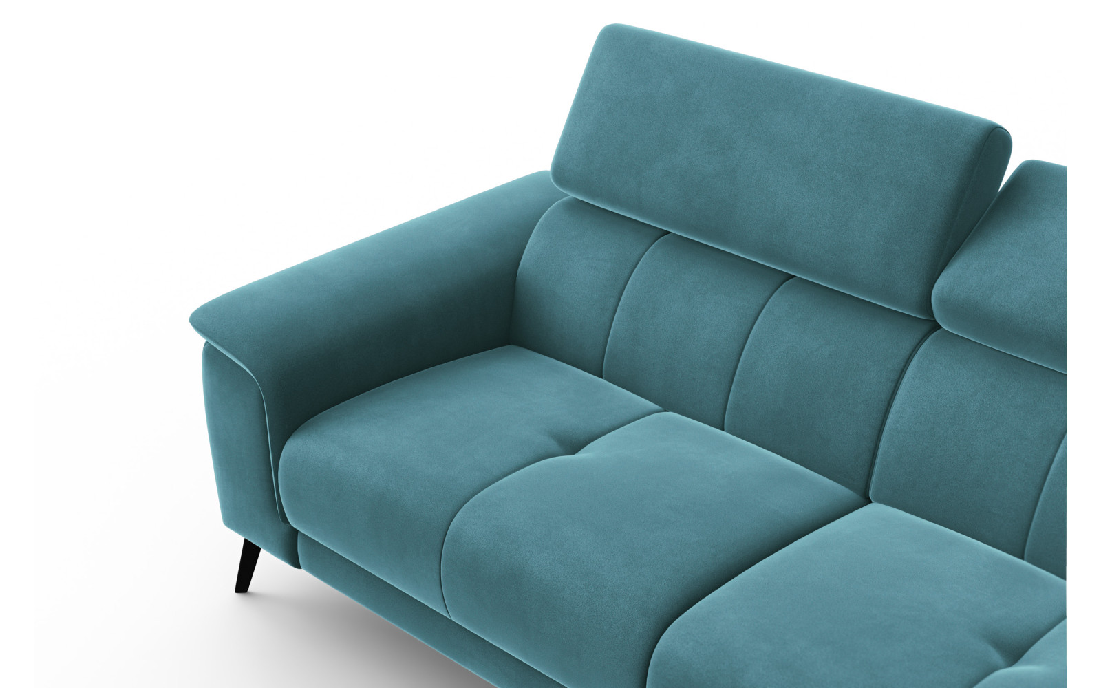 Canapé 3 places FIERO, tissu velours turquoise