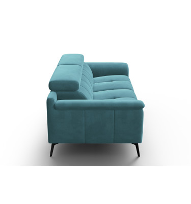 Canapé 3 places FIERO, tissu velours turquoise
