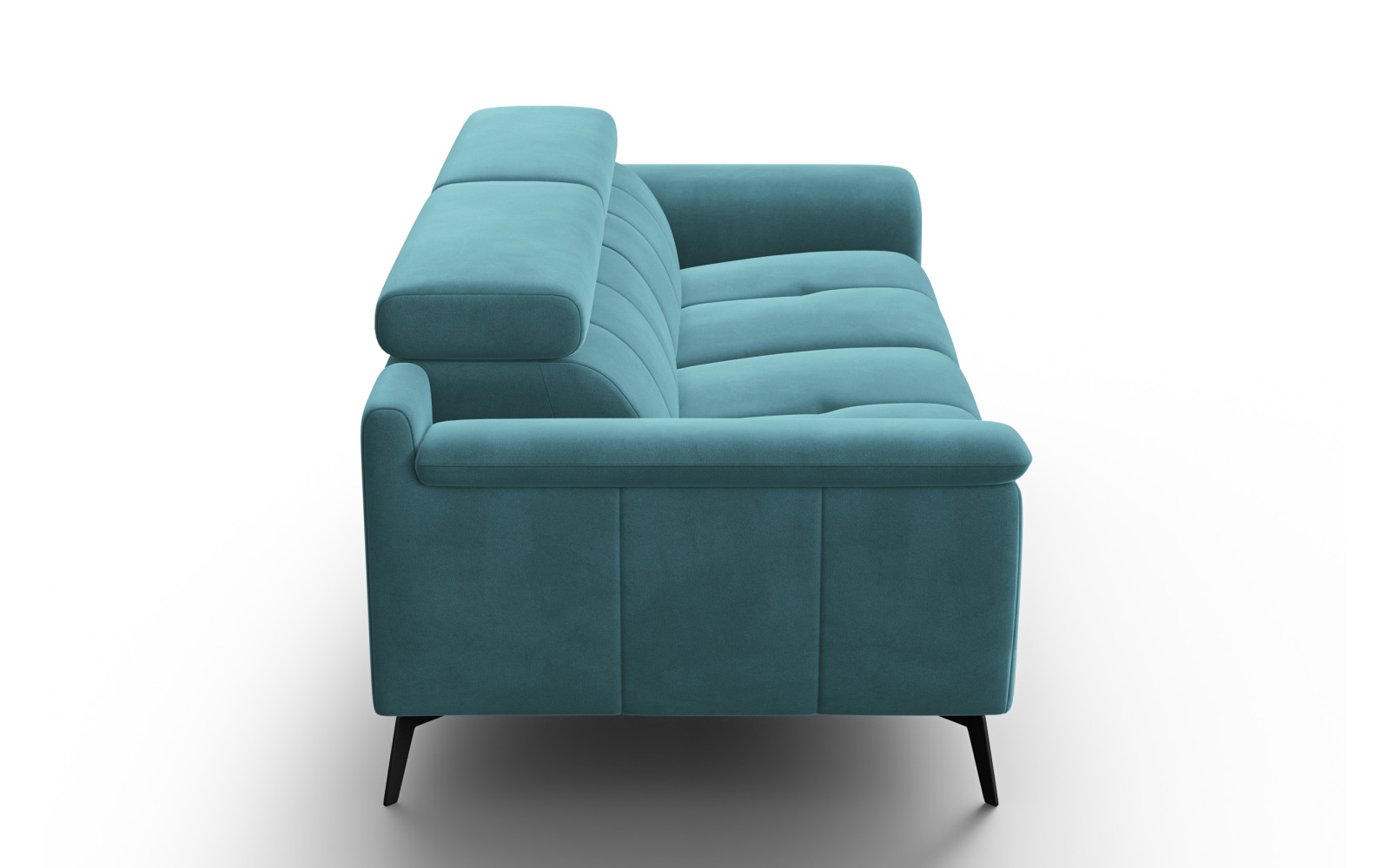 Canapé 3 places FIERO, tissu velours turquoise