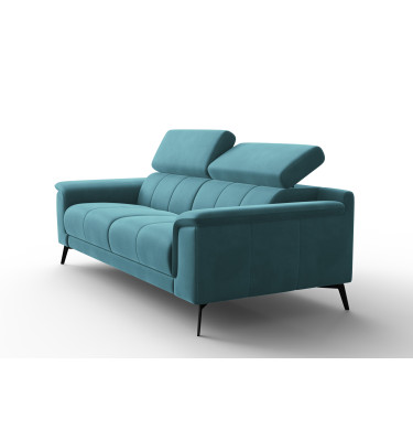 Canapé 3 places FIERO, tissu velours turquoise