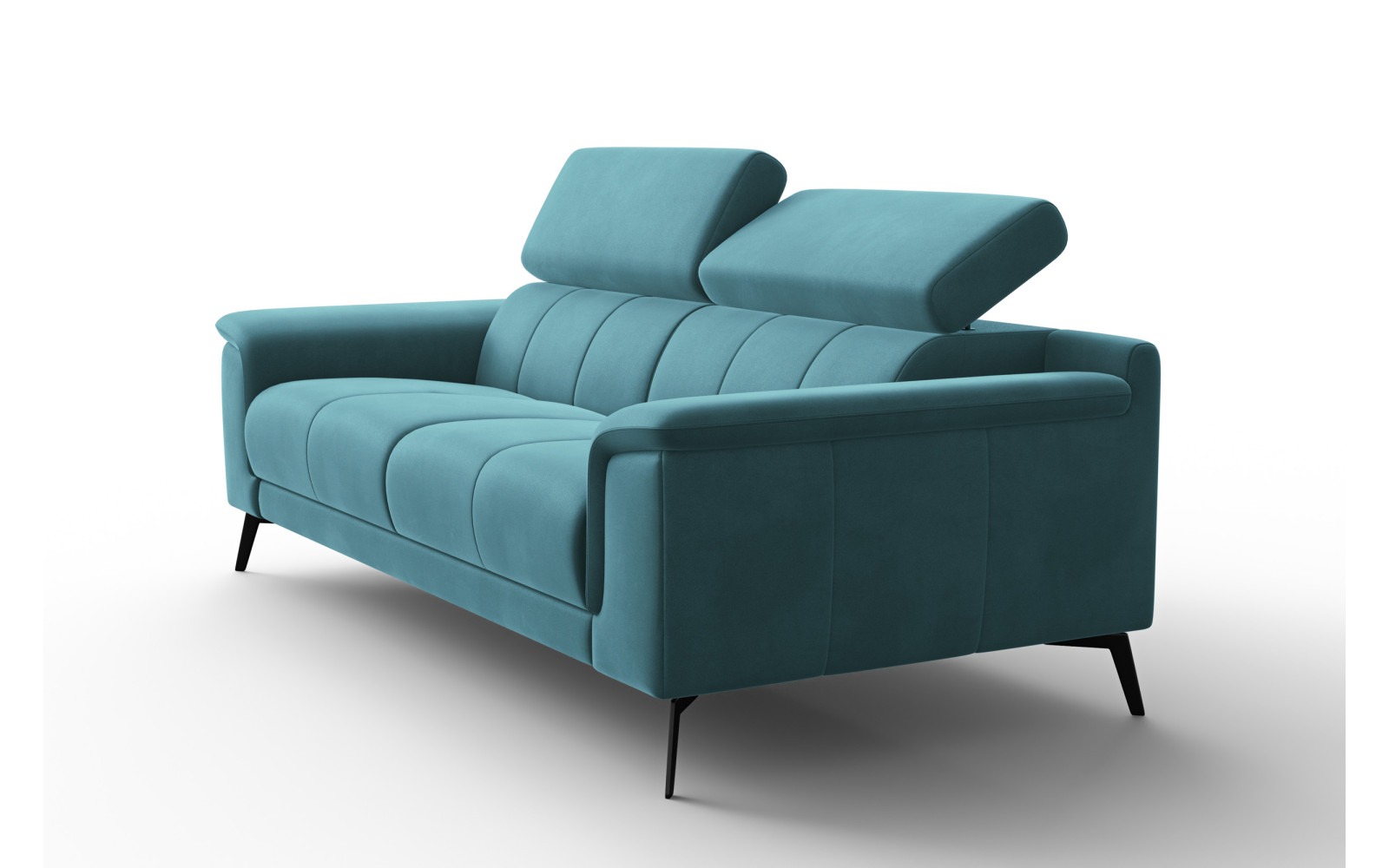 Canapé 3 places FIERO, tissu velours turquoise