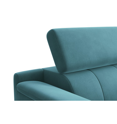 Canapé 3 places FIERO, tissu velours turquoise