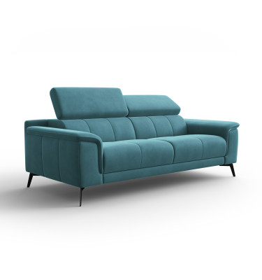 Canapé 3 places FIERO, tissu velours turquoise