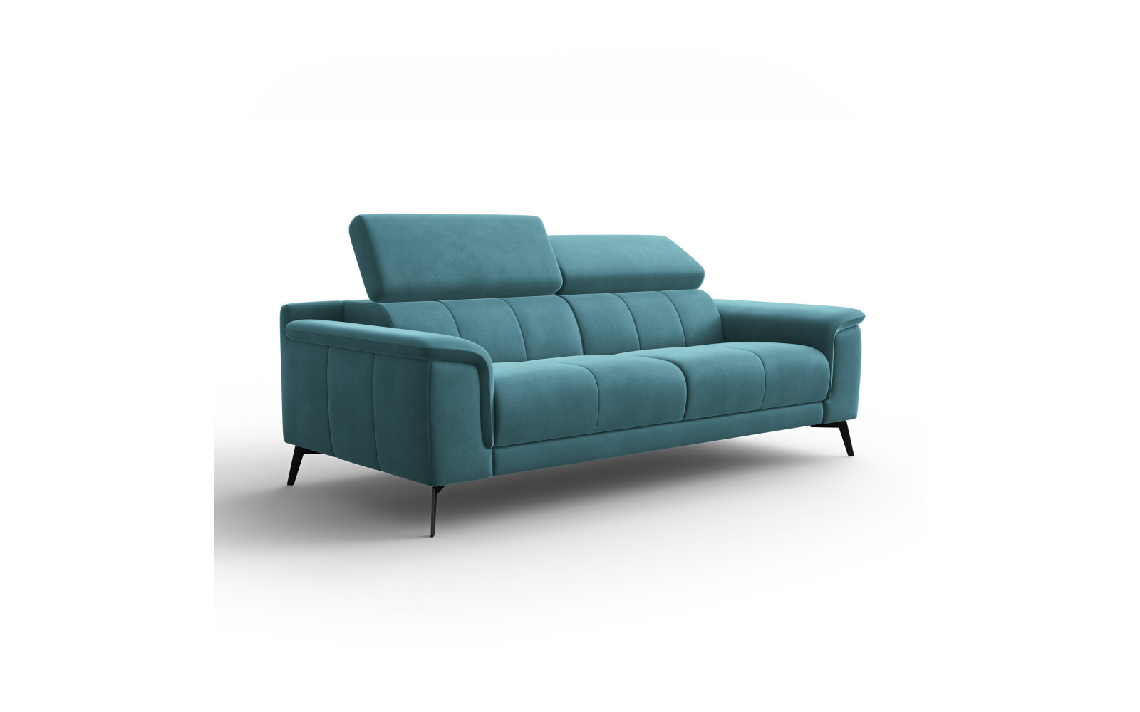 Canapé 3 places FIERO, tissu velours turquoise