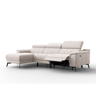 Canapé d'angle relax 4 places gauche FIERO, tissu velours beige