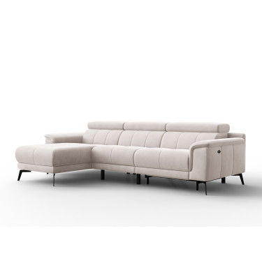 Canapé d'angle relax 4 places gauche FIERO, tissu velours beige