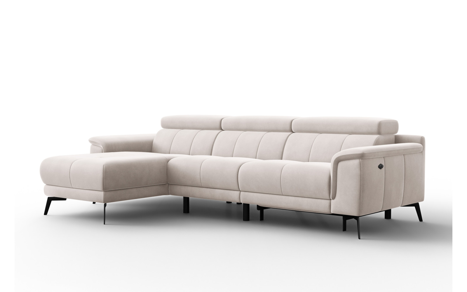 Canapé d'angle relax 4 places gauche FIERO, tissu velours beige