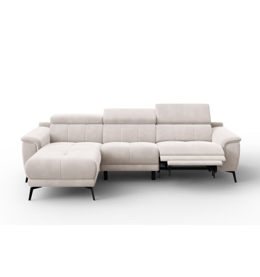 Canapé d'angle relax 4 places gauche FIERO, tissu velours beige