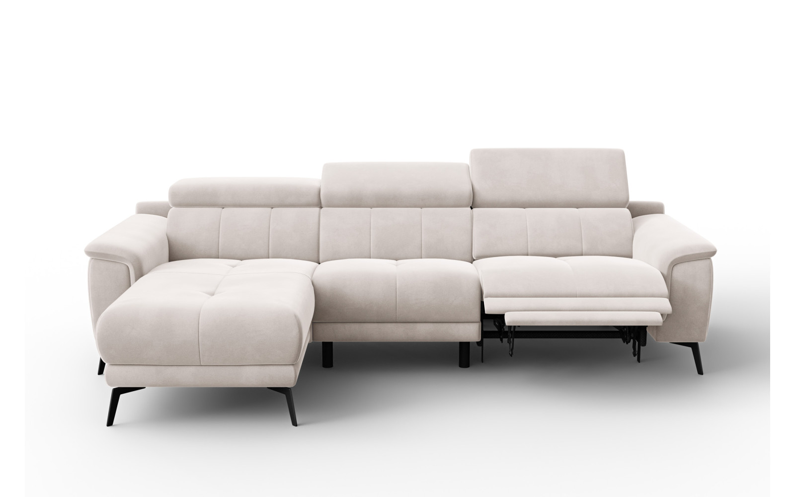 Canapé d'angle relax 4 places gauche FIERO, tissu velours beige