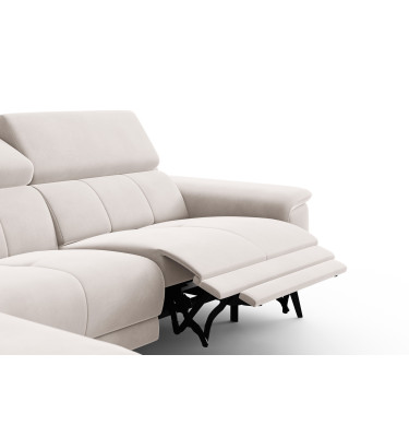 Canapé d'angle relax 4 places gauche FIERO, tissu velours beige