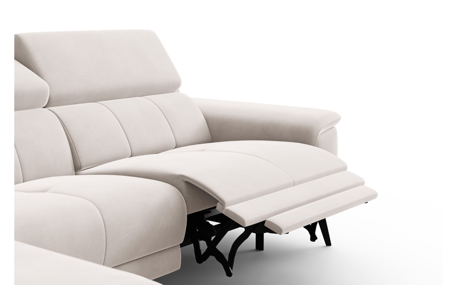 Canapé d'angle relax 4 places gauche FIERO, tissu velours beige