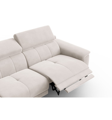 Canapé d'angle relax 4 places gauche FIERO, tissu velours beige