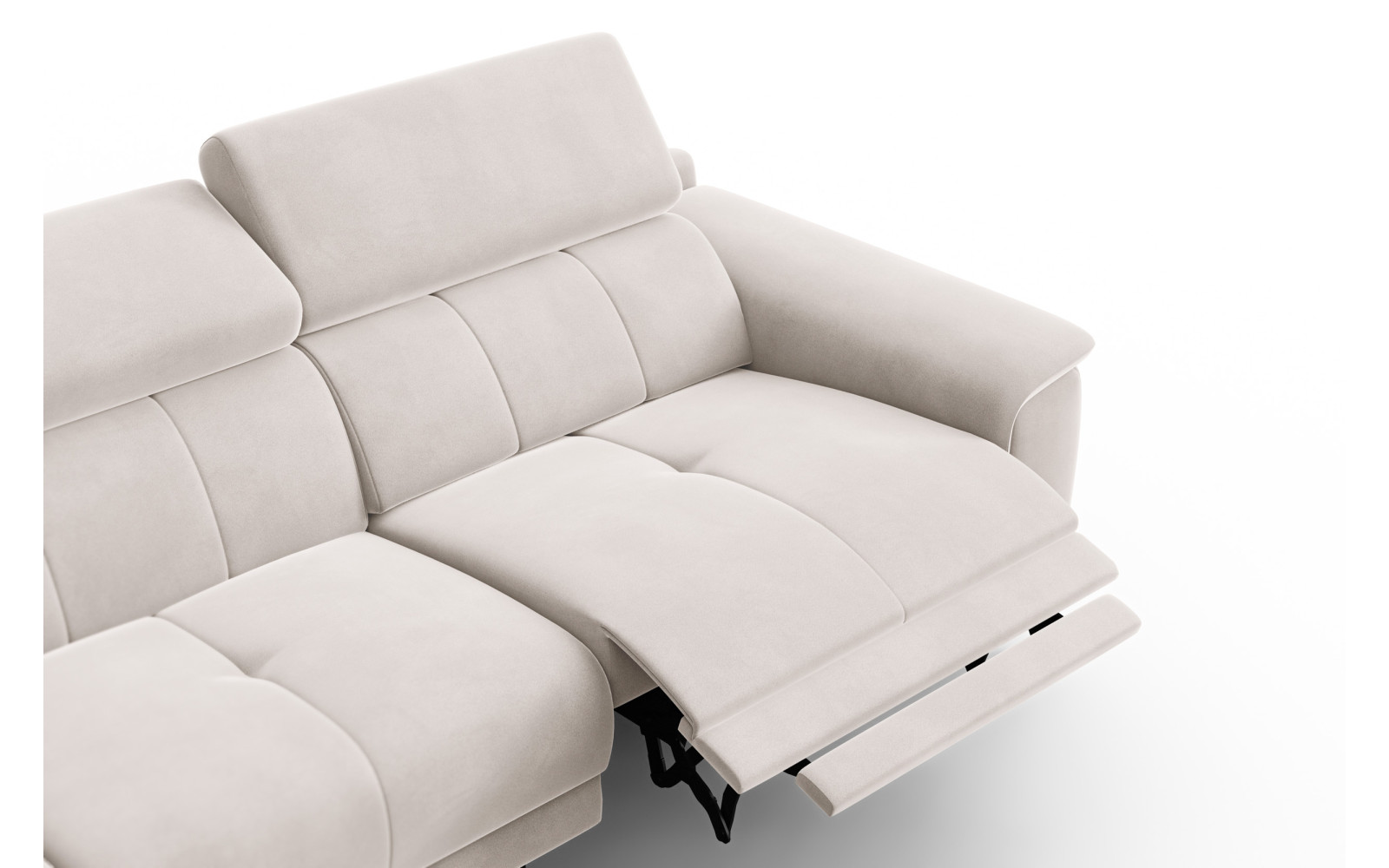 Canapé d'angle relax 4 places gauche FIERO, tissu velours beige