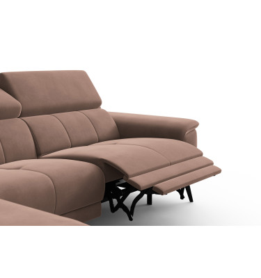 Canapé d'angle relax 4 places gauche FIERO, tissu velours marron