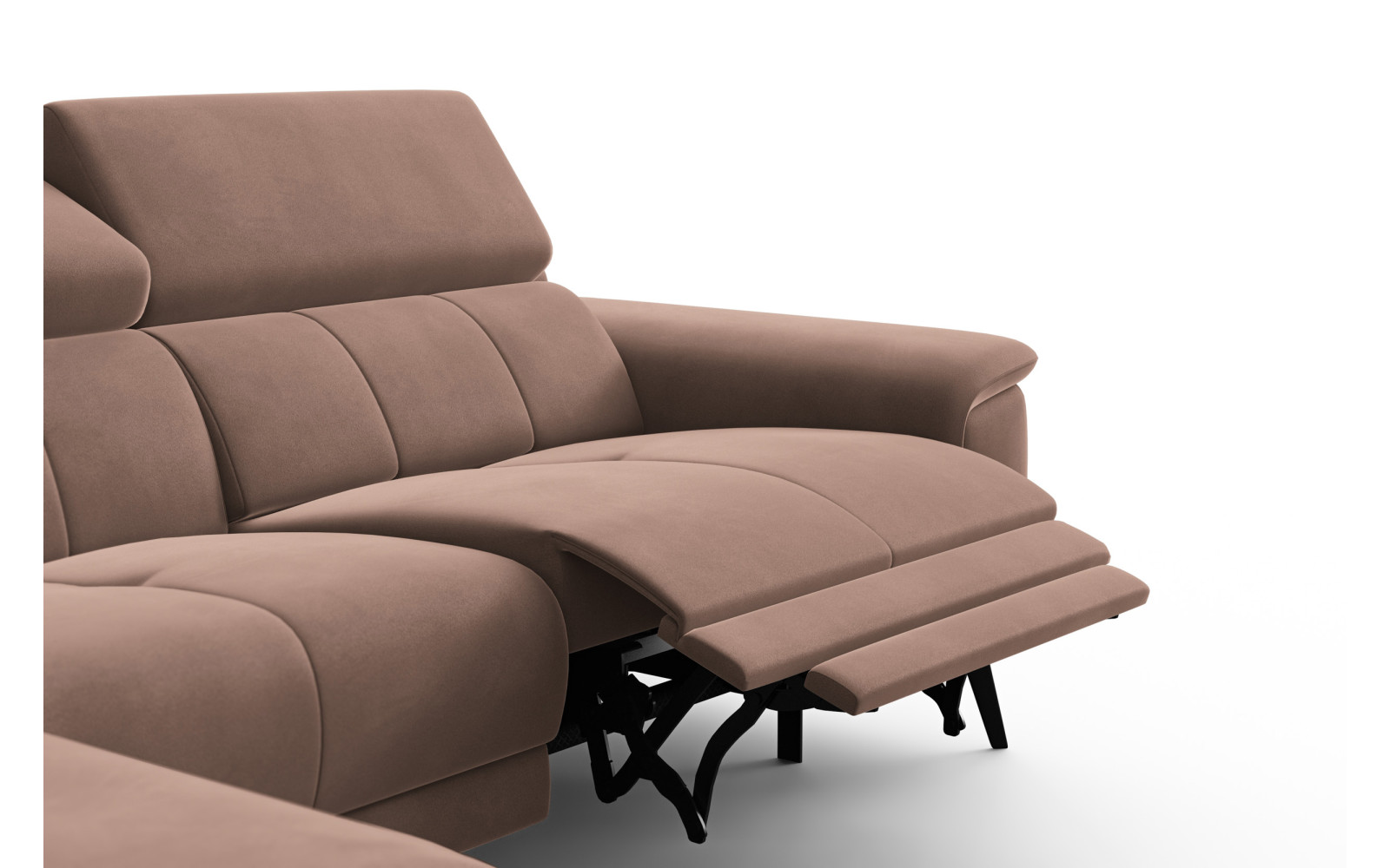 Canapé d'angle relax 4 places gauche FIERO, tissu velours marron