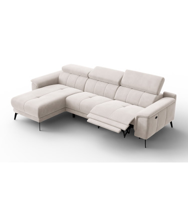 Canapé d'angle relax 4 places gauche FIERO, tissu velours beige