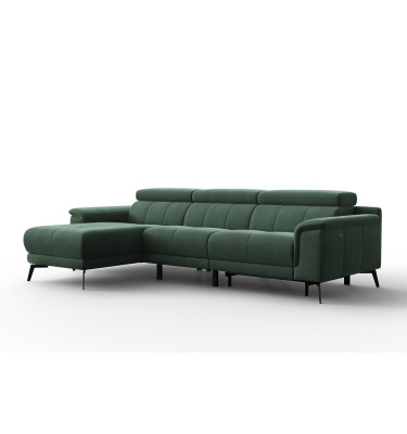 Canapé d'angle relax 4 places gauche FIERO, tissu velours vert