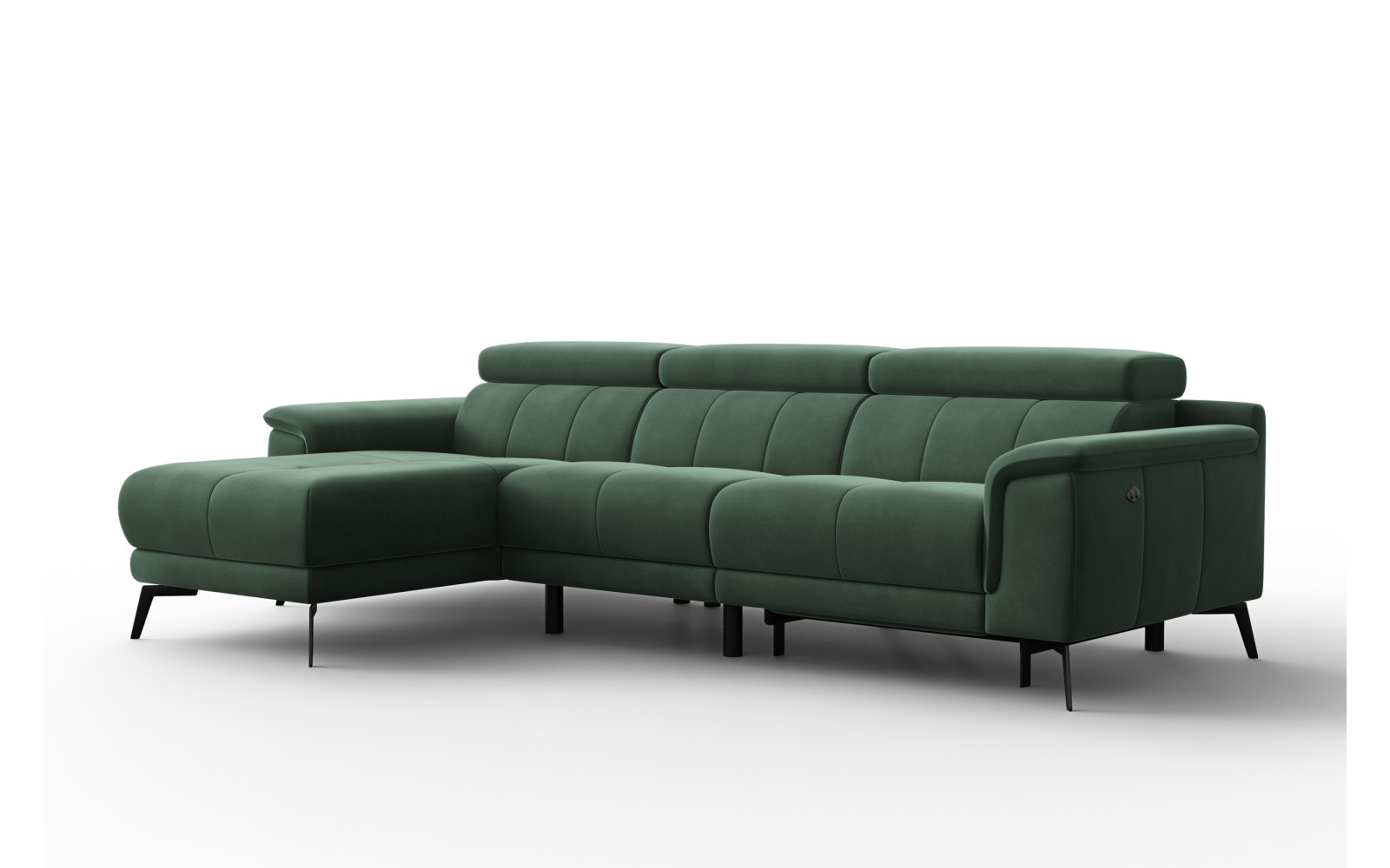 Canapé d'angle relax 4 places gauche FIERO, tissu velours vert