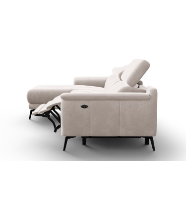 Canapé d'angle relax 4 places gauche FIERO, tissu velours beige