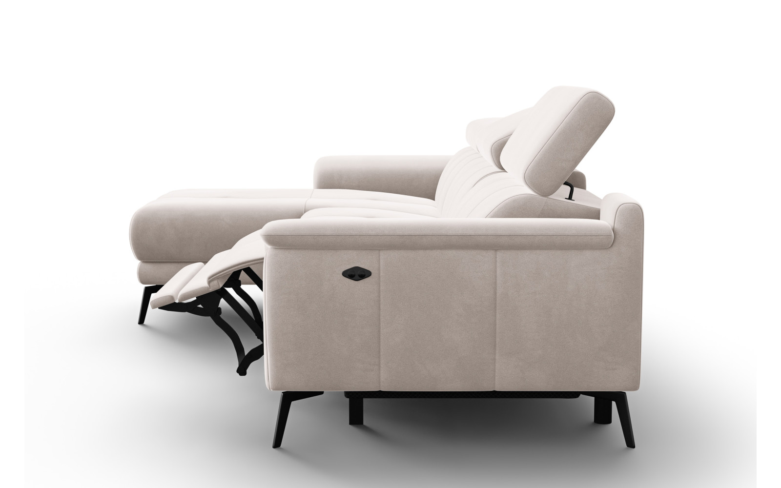 Canapé d'angle relax 4 places gauche FIERO, tissu velours beige