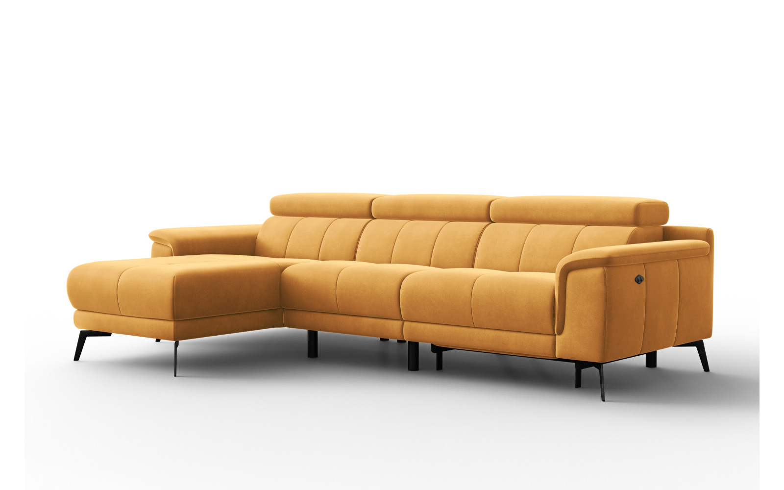 Canapé d'angle relax 4 places gauche FIERO, tissu velours jaune
