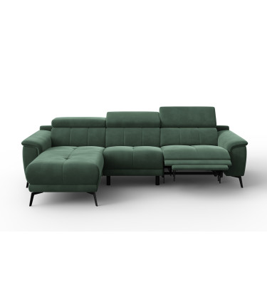 Canapé d'angle relax 4 places gauche FIERO, tissu velours vert