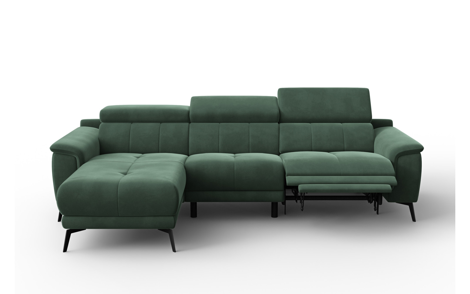 Canapé d'angle relax 4 places gauche FIERO, tissu velours vert
