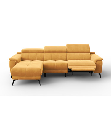Canapé d'angle relax 4 places gauche FIERO, tissu velours jaune