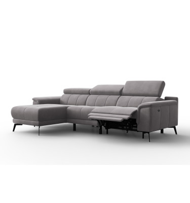 Canapé d'angle relax 4 places gauche FIERO, tissu velours gris foncé