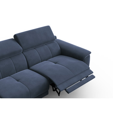Canapé d'angle relax 4 places gauche FIERO, tissu velours bleu marine