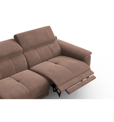 Canapé d'angle relax 4 places gauche FIERO, tissu velours marron