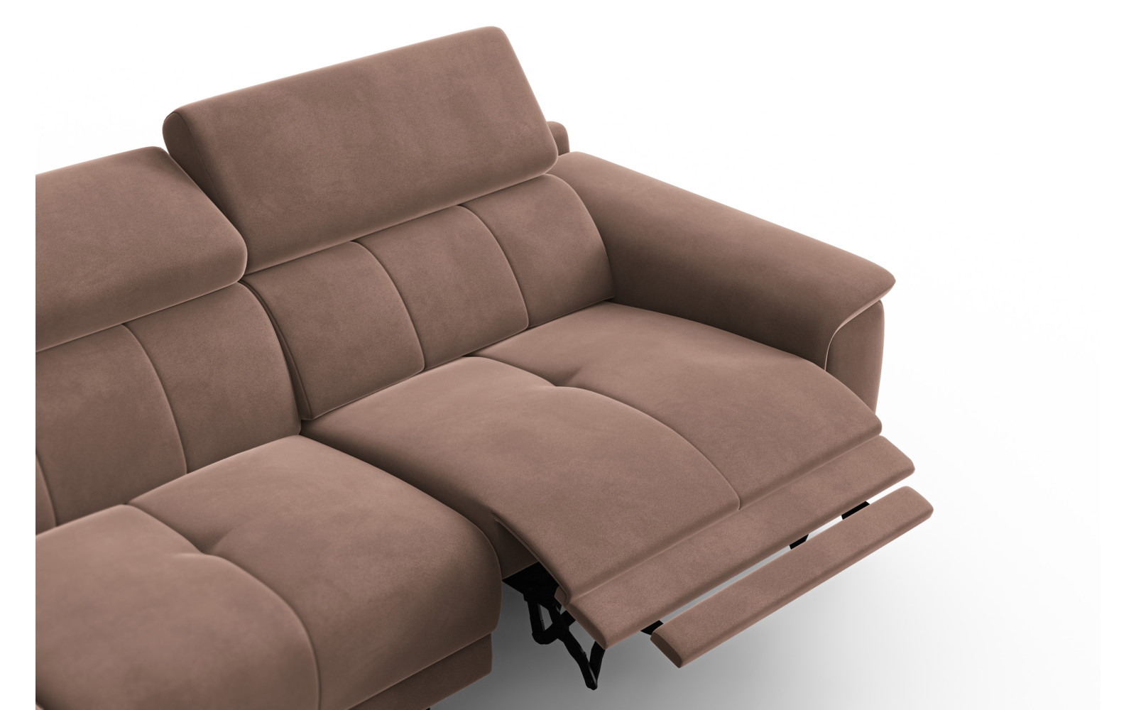 Canapé d'angle relax 4 places gauche FIERO, tissu velours marron