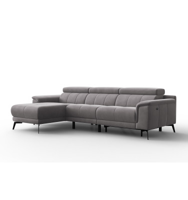 Canapé d'angle relax 4 places gauche FIERO, tissu velours gris foncé