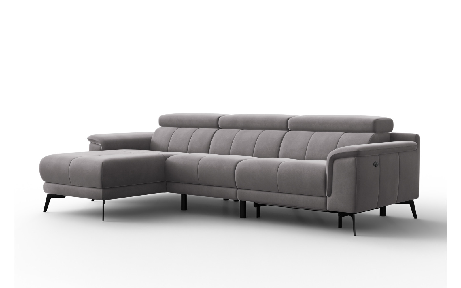 Canapé d'angle relax 4 places gauche FIERO, tissu velours gris foncé
