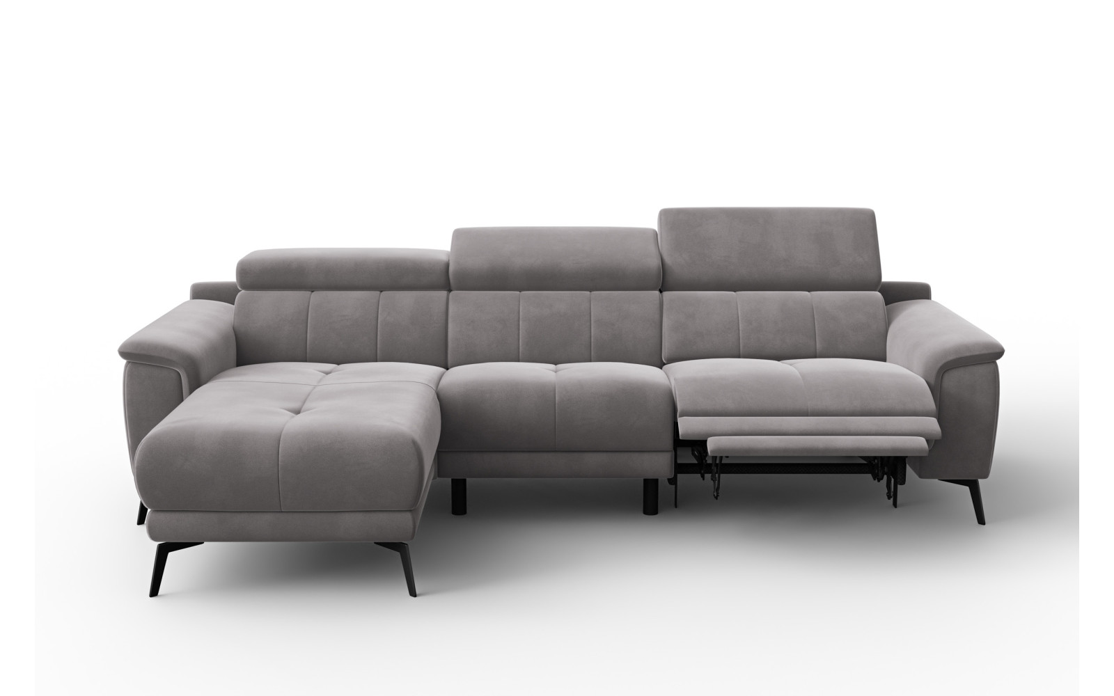 Canapé d'angle relax 4 places gauche FIERO, tissu velours gris foncé