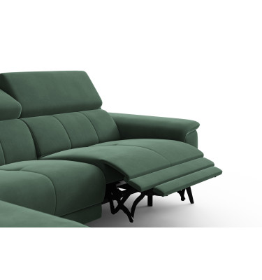 Canapé d'angle relax 4 places gauche FIERO, tissu velours vert