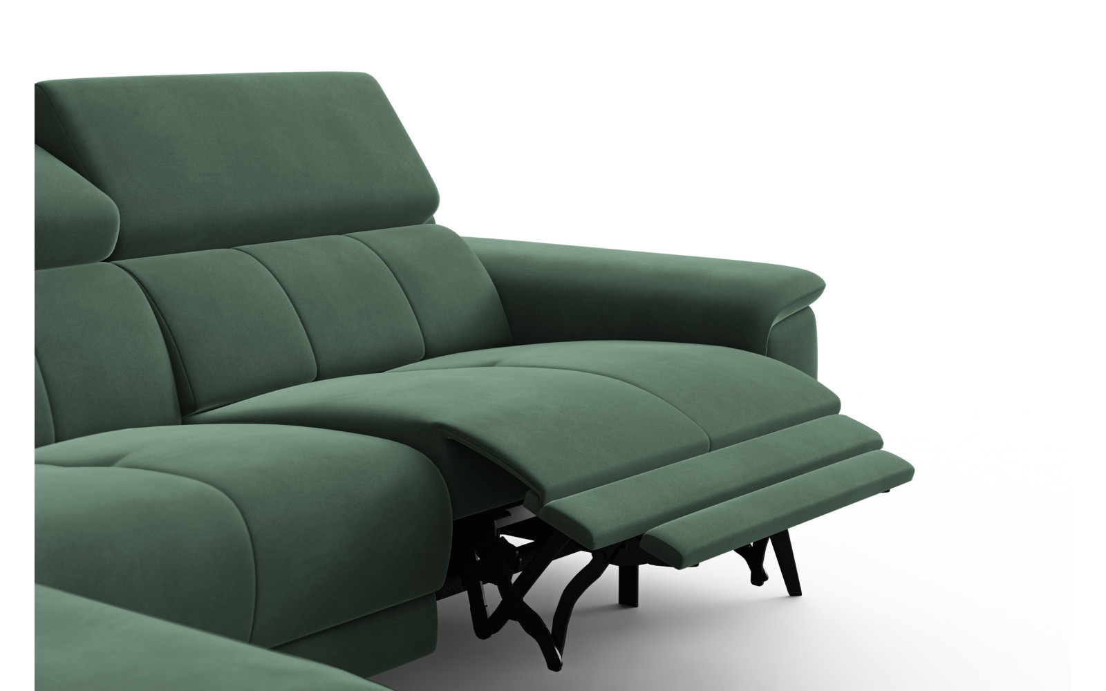 Canapé d'angle relax 4 places gauche FIERO, tissu velours vert