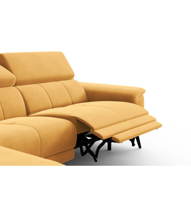 Canapé d'angle relax 4 places gauche FIERO, tissu velours jaune
