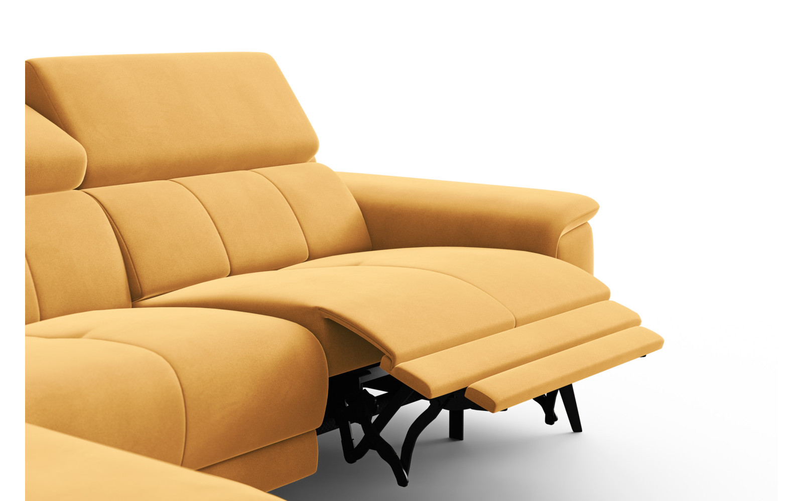 Canapé d'angle relax 4 places gauche FIERO, tissu velours jaune