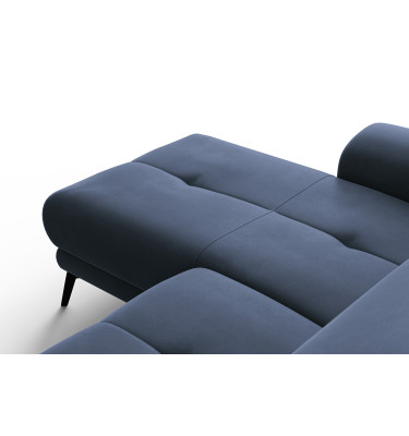 Canapé d'angle relax 4 places gauche FIERO, tissu velours bleu marine